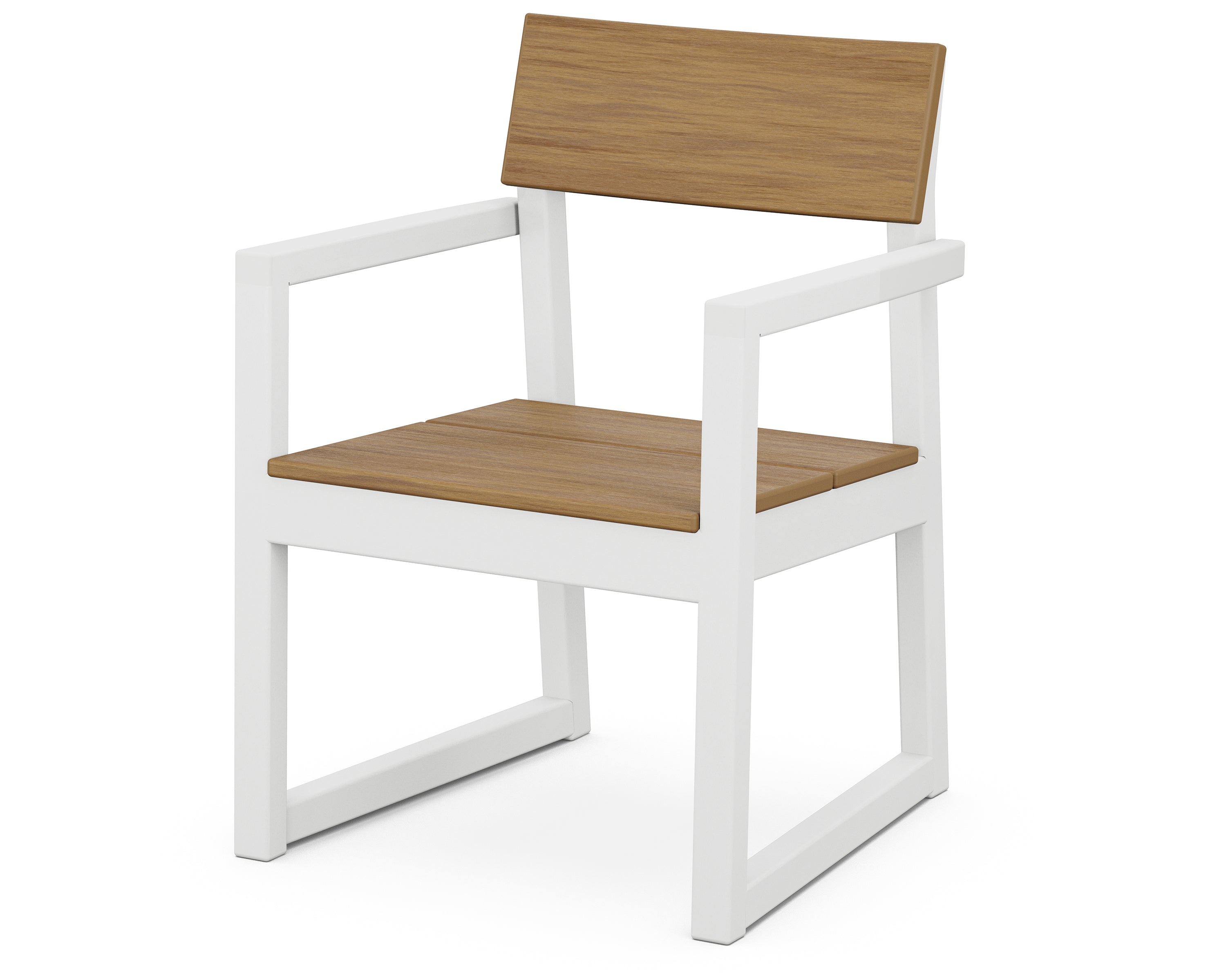 POLYWOOD® EDGE Dining Arm Chair in White / Natural
