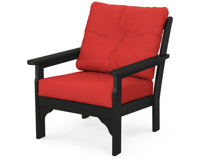 POLYWOOD® Vineyard Deep Seating Chair in Black / Crimson Linen