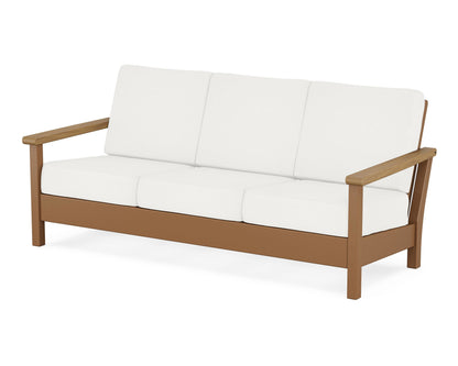 POLYWOOD® Harbour Deep Seating Sofa in Teak / Natural / Natural Linen