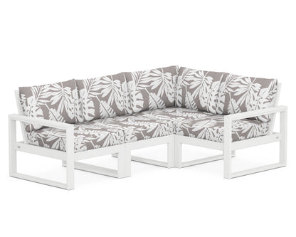 POLYWOOD® EDGE 4-Piece Modular Deep Seating Set in White / Leaf Grey Mist