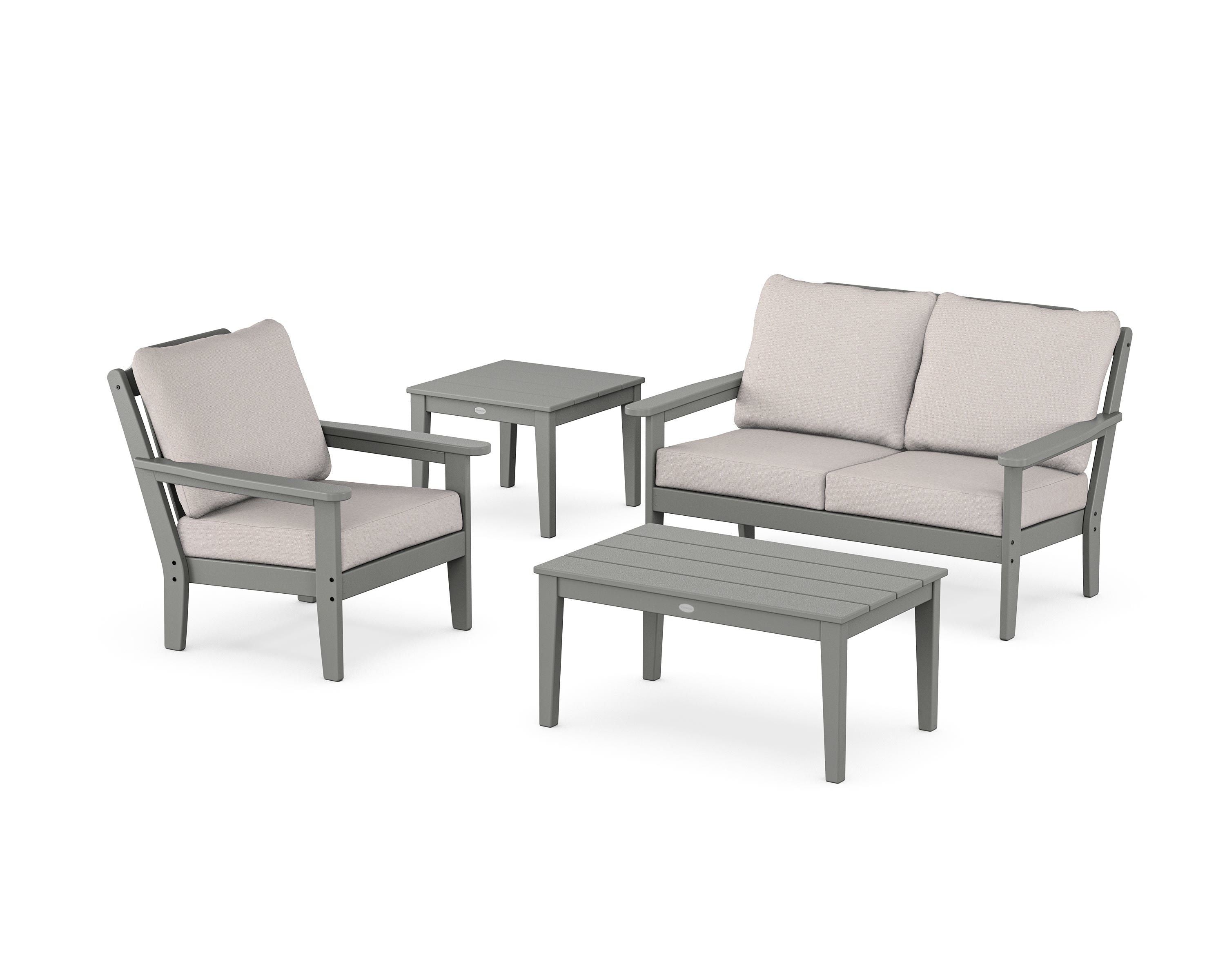 Country Living Wovendale 4-Piece Deep Seating Set in Slate Grey / Dune Burlap
