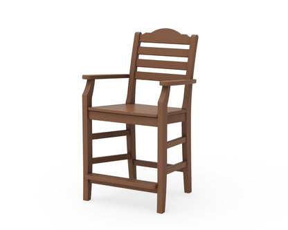 Draper James™ by  POLYWOOD® Savannah Counter Arm Chair in Teak
