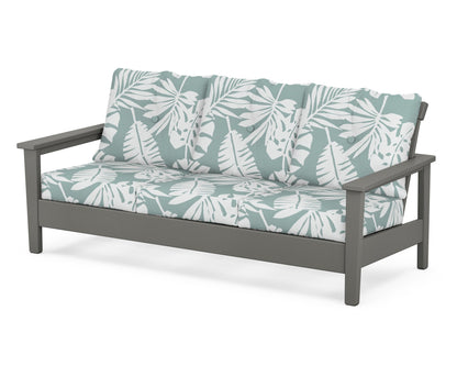 POLYWOOD® Prescott Deep Seating Sofa in Slate Grey / Leaf Glacier Spa