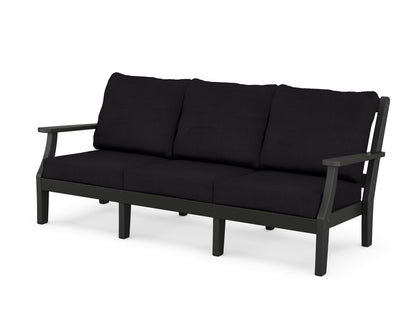 Martha Stewart by POLYWOOD® Chinoiserie Deep Seating Sofa in Black / Midnight Linen