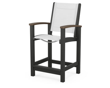 POLYWOOD® Coastal Counter Chair in Black / Kona / White Sling