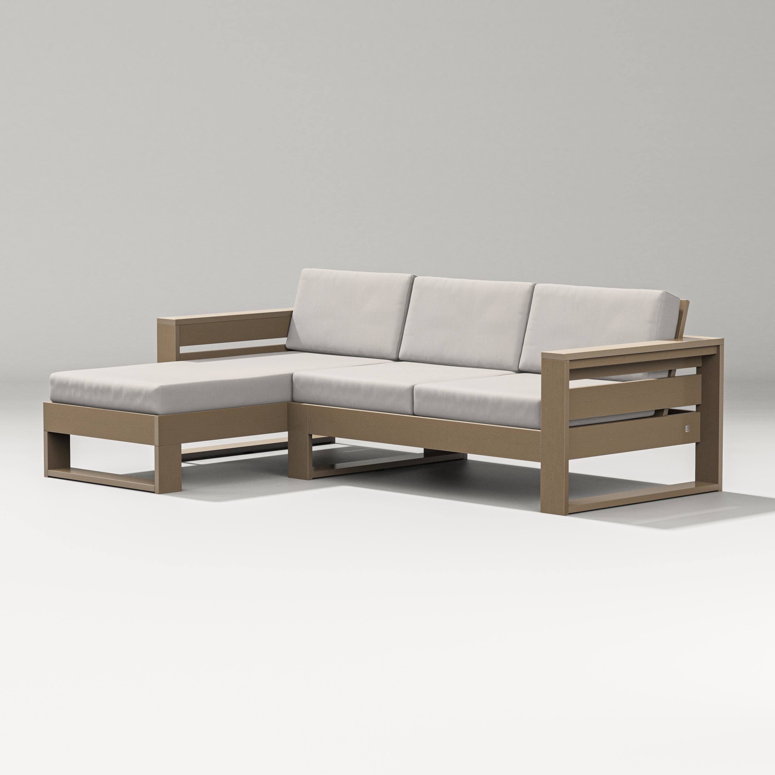 PW Designer Series Latitude Left Chaise Sectional in Vintage Sahara / Cast Ash