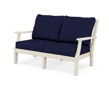 Martha Stewart by POLYWOOD® Chinoiserie Deep Seating Loveseat in Sand / Navy