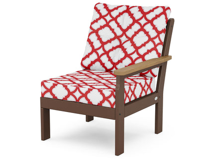POLYWOOD® Vineyard Modular Right Arm Chair in Mahogany / Natural / Trellis Crimson