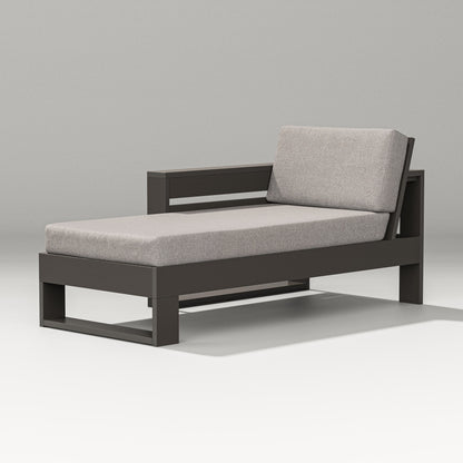 PW Designer Series Latitude Modular Left Arm Chaise in Vintage Coffee / Weathered Tweed