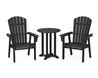 POLYWOOD® Nautical Adirondack 3-Piece Round Bistro Dining Set in Black