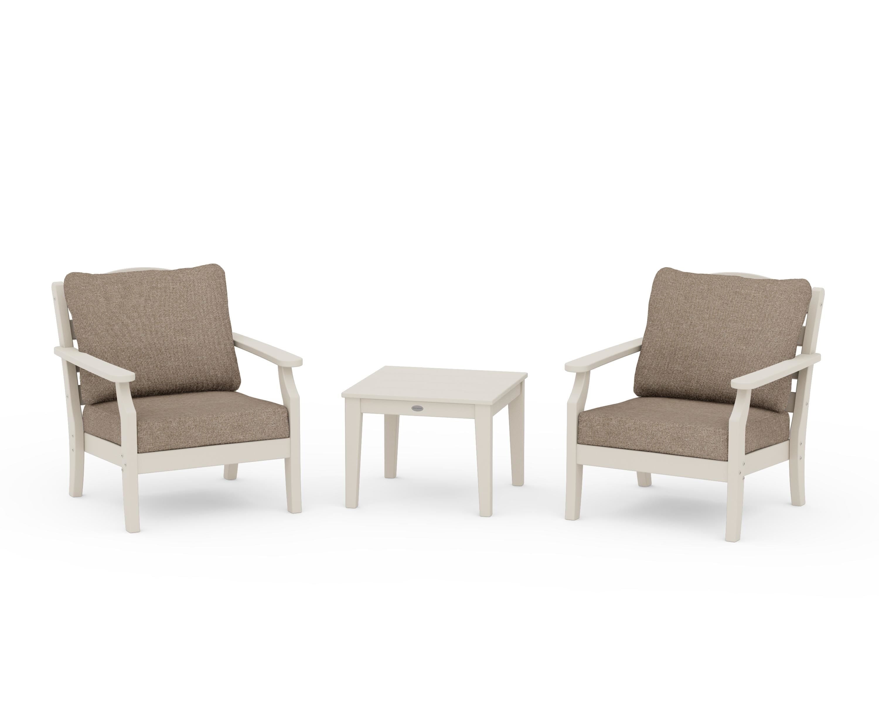 Draper James™ by  POLYWOOD® Savannah 3-Piece Deep Seating Set in Sand / Spiced Burlap