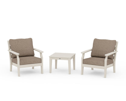 Draper James™ by  POLYWOOD® Savannah 3-Piece Deep Seating Set in Sand / Spiced Burlap