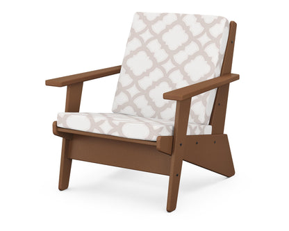 POLYWOOD® Riviera Modern Lounge Chair in Teak / Trellis Dune Burlap