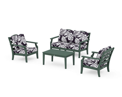 Draper James™ by  POLYWOOD® Savannah 4-Piece Deep Seating Set with Loveseat in Green / Leaf Navy