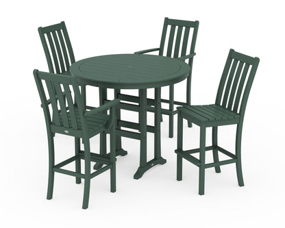 POLYWOOD® Vineyard 5-Piece Nautical Trestle Bar Set in Green