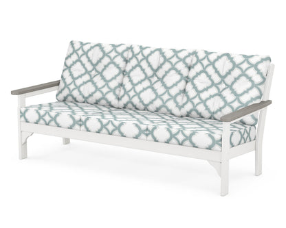 POLYWOOD® Vineyard Deep Seating Sofa in White / Driftwood / Trellis Glacier Spa