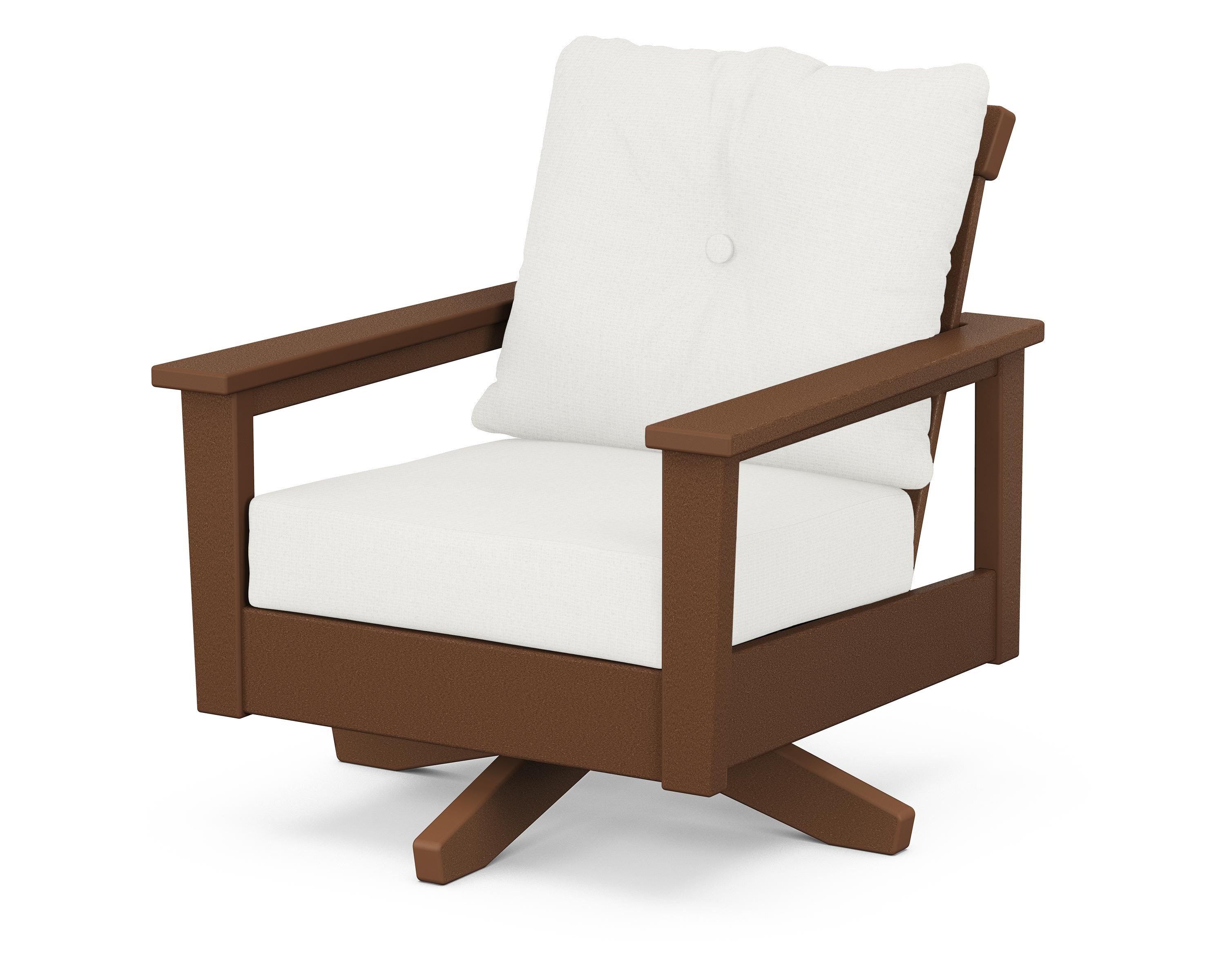 POLYWOOD® Prescott Deep Seating Swivel Chair in Teak / Natural Linen