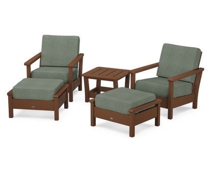 POLYWOOD® Harbour 5-Piece Deep Seating Chair Set in Teak / Cast Sage