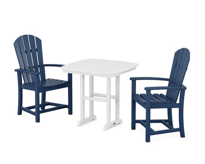 POLYWOOD® Palm Coast 3-Piece Dining Set in Navy / White