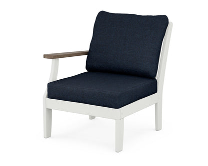 POLYWOOD® Braxton Modular Left Arm Chair in White / Kona / Marine Indigo