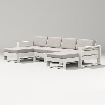 PW Designer Series Latitude Double Chaise Sectional in Vintage White / Cast Ash