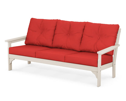 POLYWOOD® Vineyard Deep Seating Sofa in Sand / Crimson Linen