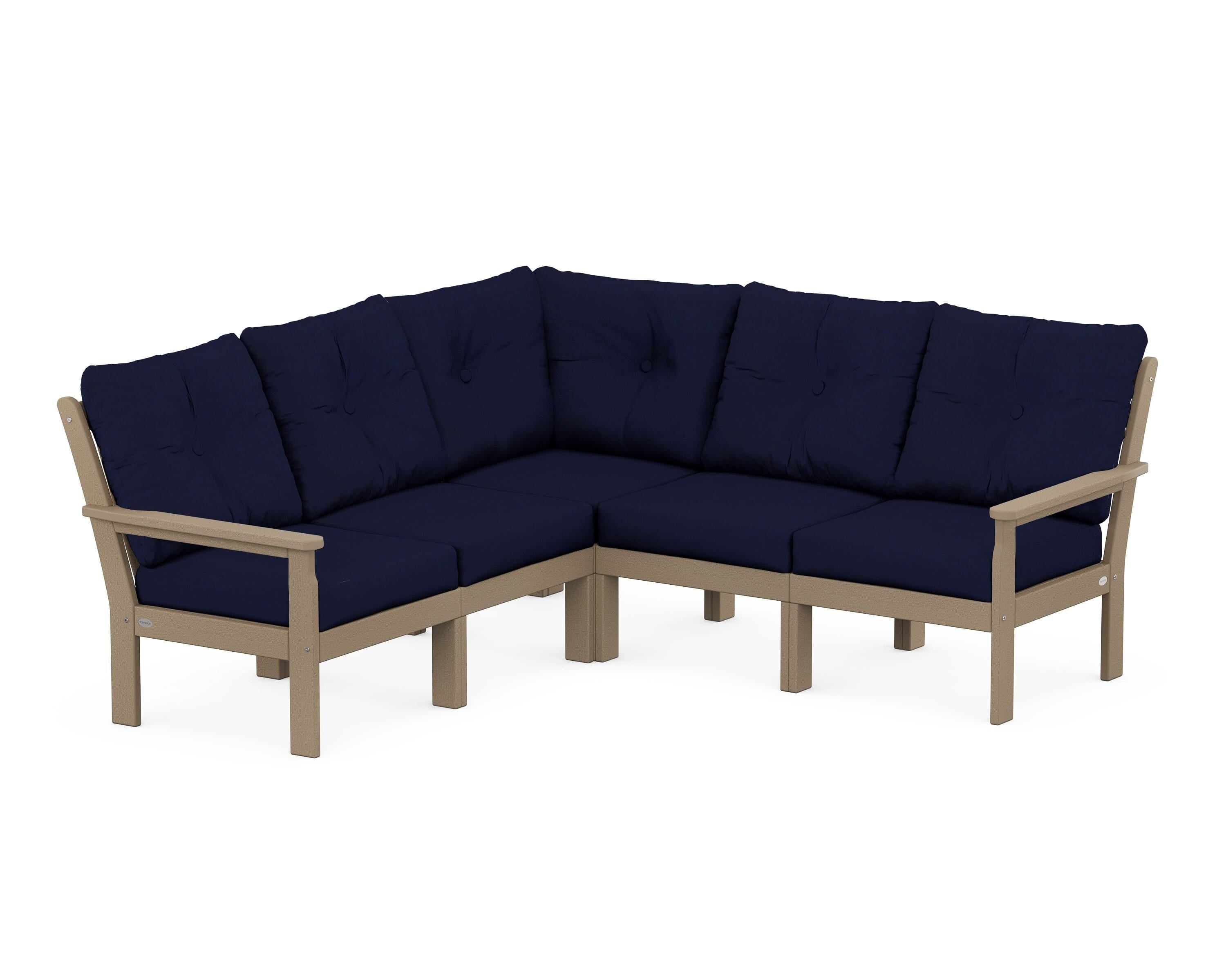 POLYWOOD® Vineyard 5-Piece Sectional in Vintage Sahara / Navy