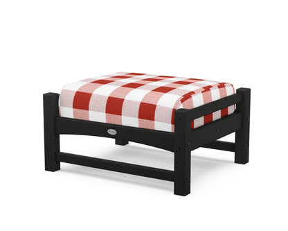 POLYWOOD® Club Ottoman in Black / Buffalo Plaid Crimson
