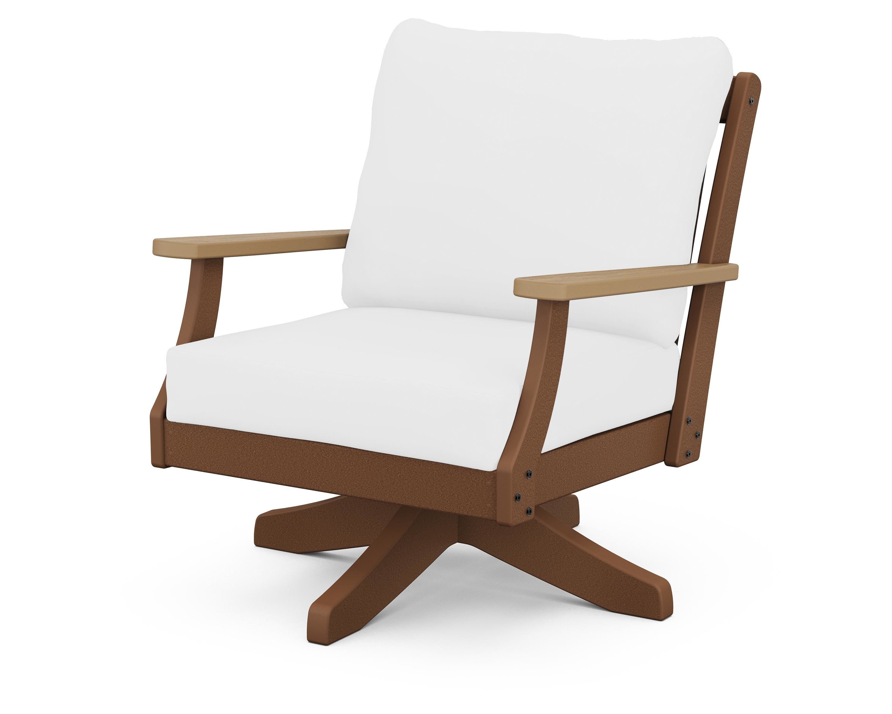 POLYWOOD® Braxton Deep Seating Swivel Chair in Teak / Natural / Natural