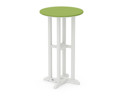 POLYWOOD® Contempo 24" Round Bar Table in White / Lime