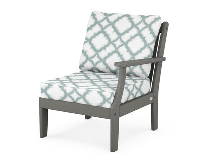 POLYWOOD® Braxton Modular Right Arm Chair in Slate Grey / Trellis Glacier Spa