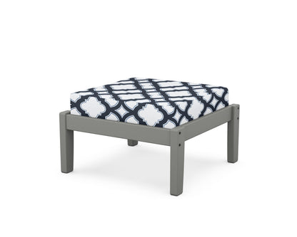 Unbranded Deep Seating Ottoman in Slate Grey / Trellis Marine Indigo