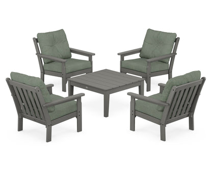 POLYWOOD® Vineyard 5-Piece Deep Seating Conversation Set in Slate Grey / Cast Sage