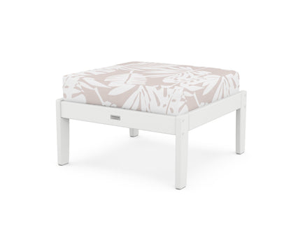 Country Living Cottage Deep Seating Ottoman in White / Leaf Dune Burlap