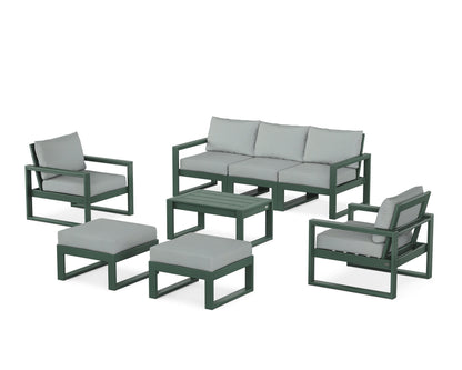 POLYWOOD® EDGE Sectional 8-Piece Lounge Sofa Set in Green / Spa
