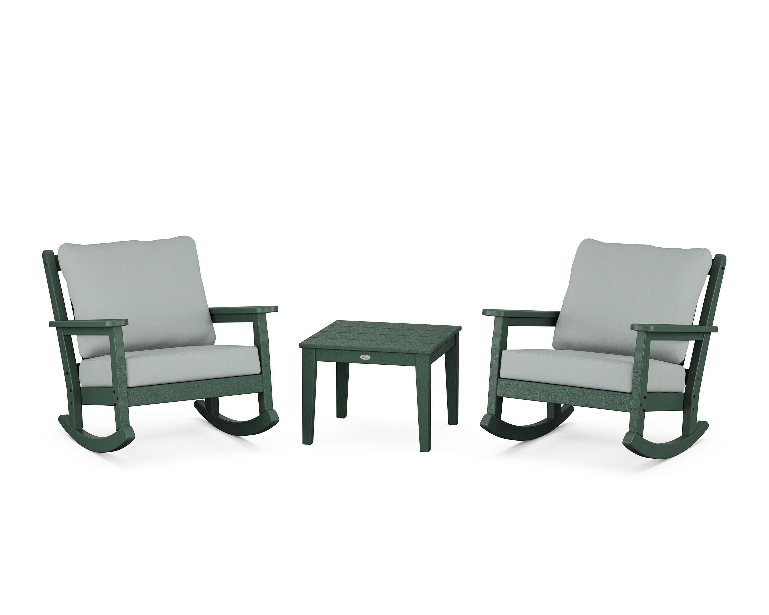 POLYWOOD® Chippendale 3-Piece Deep Seating Rocker Set in Green / Spa