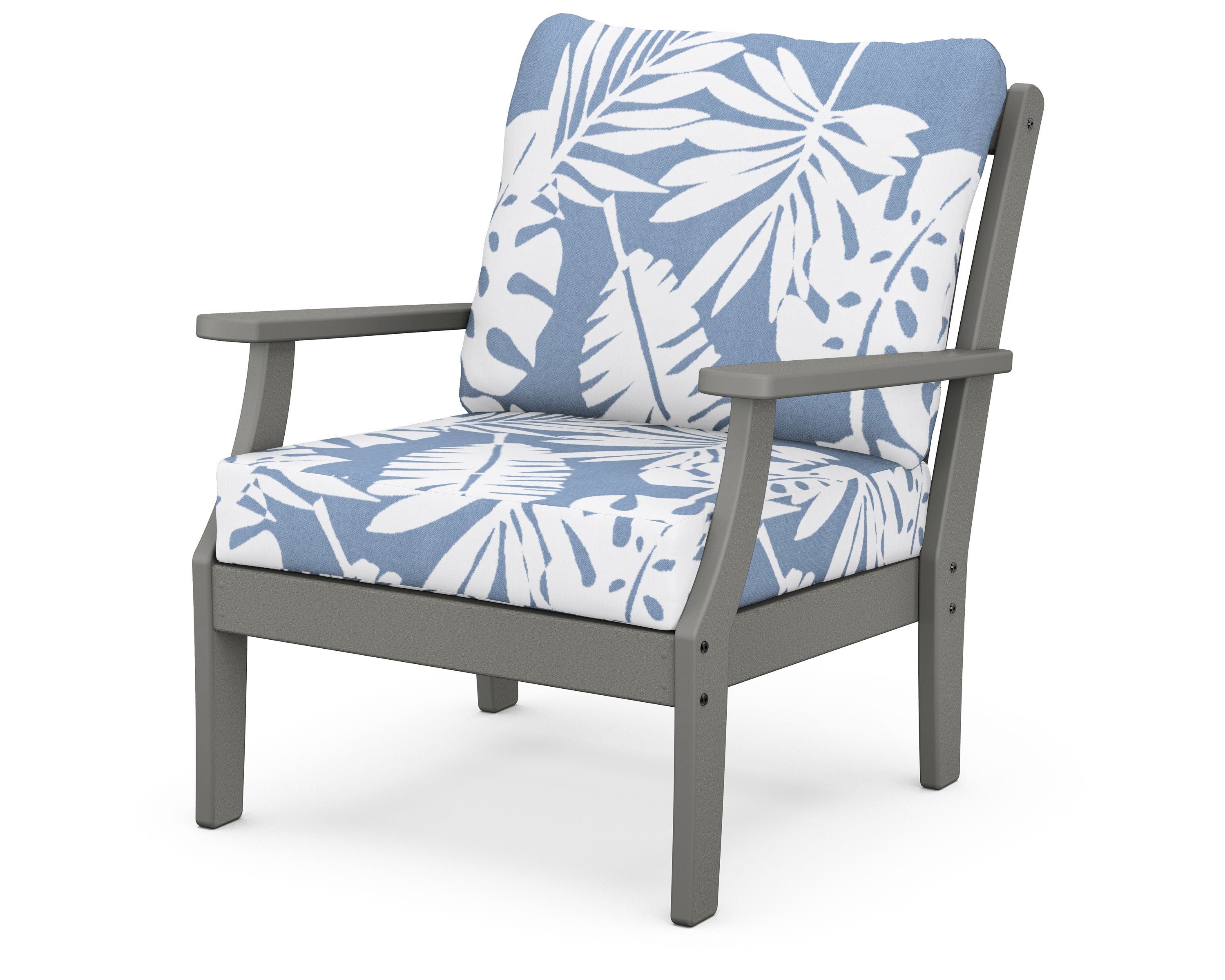 POLYWOOD® Braxton Deep Seating Chair in Slate Grey / Leaf Sky Blue