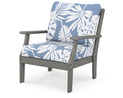 POLYWOOD® Braxton Deep Seating Chair in Slate Grey / Leaf Sky Blue