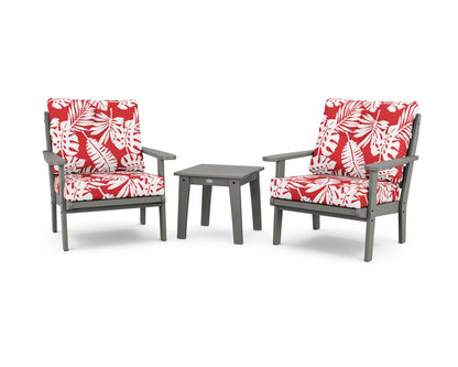 POLYWOOD® Lakeside 3-Piece Deep Seating Chair Set in Slate Grey / Leaf Crimson