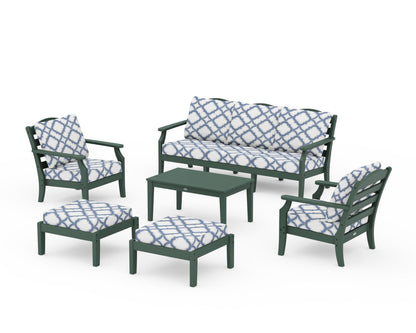 Draper James™ by  POLYWOOD® Savannah 6-Piece Lounge Sofa Set in Green / Trellis Sky Blue