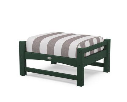 POLYWOOD® Club Ottoman in Green / Cabana Stripe Grey Mist