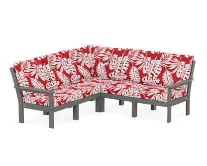 POLYWOOD® Vineyard 5-Piece Sectional in Slate Grey / Leaf Crimson