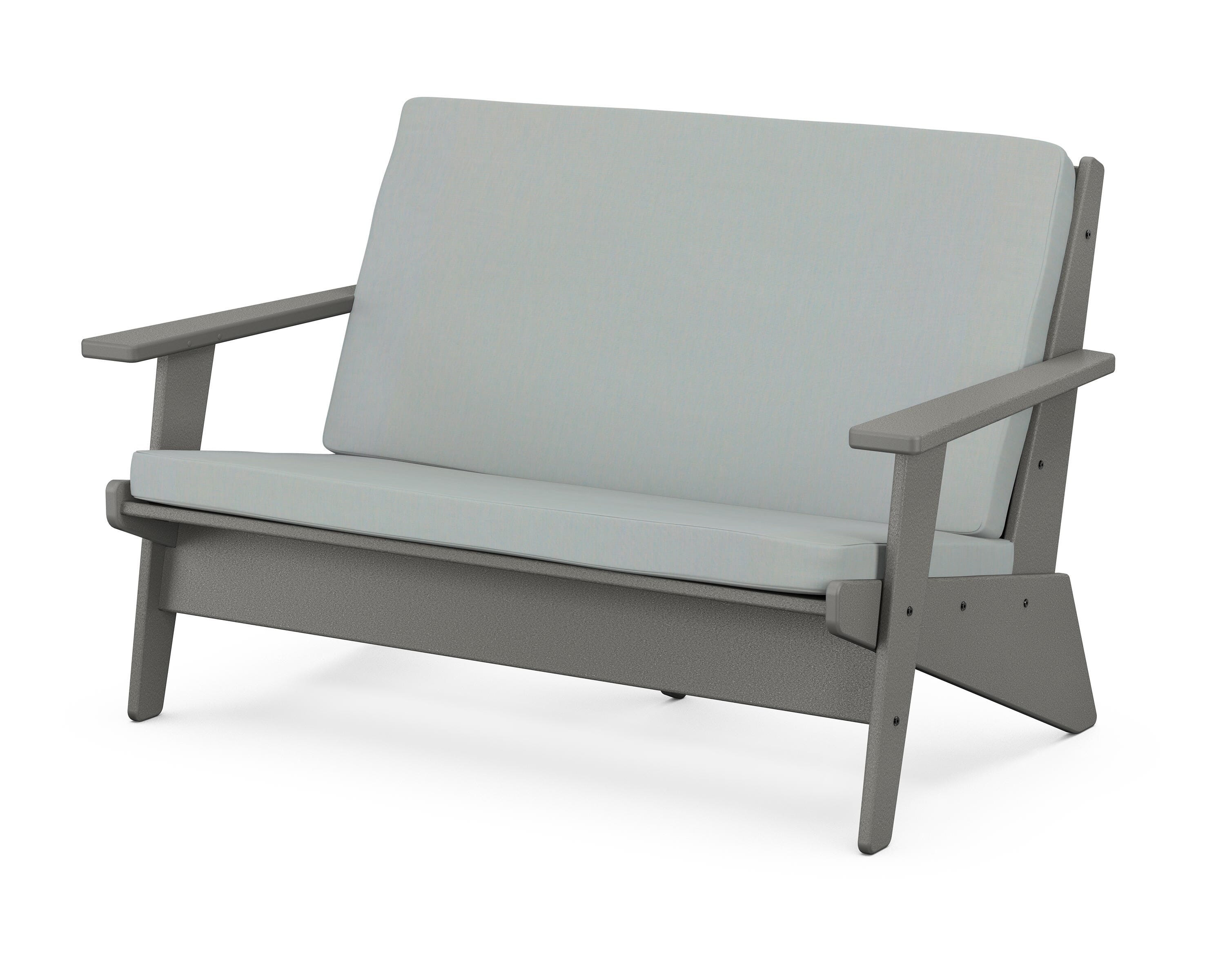 POLYWOOD® Riviera Modern Lounge Loveseat in Slate Grey / Spa