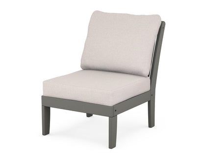 POLYWOOD® Braxton Modular Armless Chair in Slate Grey / Dune Burlap