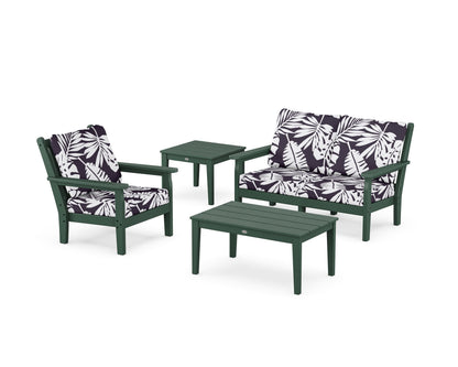 POLYWOOD® Chippendale 4-Piece Deep Seating Set in Green / Leaf Navy