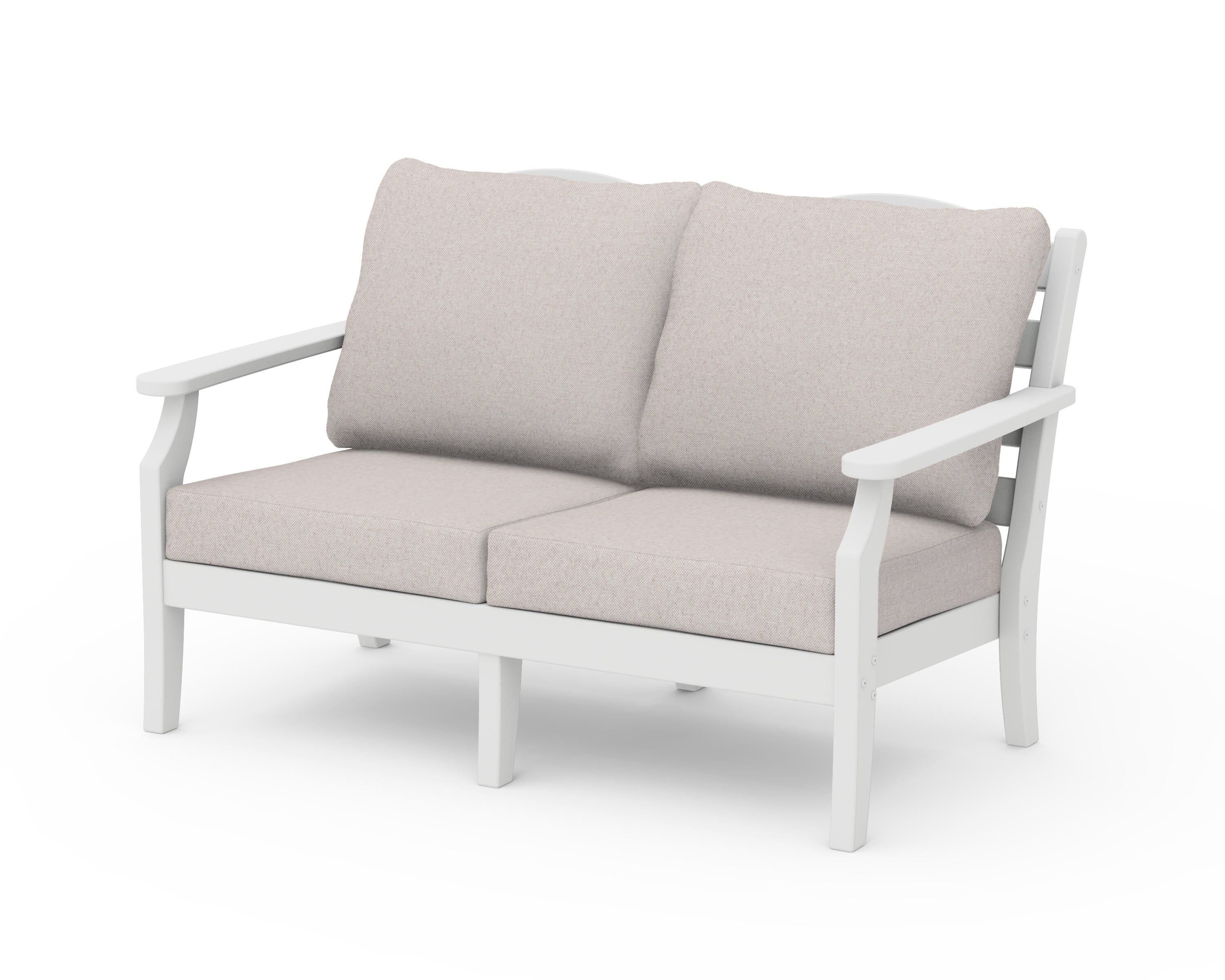 Draper James™ by  POLYWOOD® Savannah Deep Seating Loveseat in White / Dune Burlap