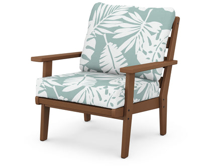 POLYWOOD® Grant Park Deep Seating Chair in Teak / Leaf Glacier Spa