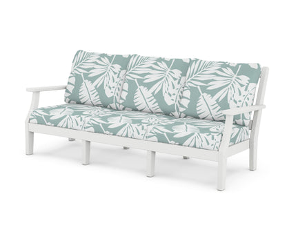 Martha Stewart by POLYWOOD® Chinoiserie Deep Seating Sofa in White / Leaf Glacier Spa