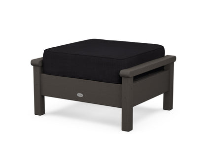 POLYWOOD® Harbour Deep Seating Ottoman in Vintage Coffee / Midnight Linen