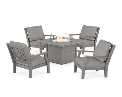 Chinoiserie 5-Piece Deep Seating Set with Fire Pit Table